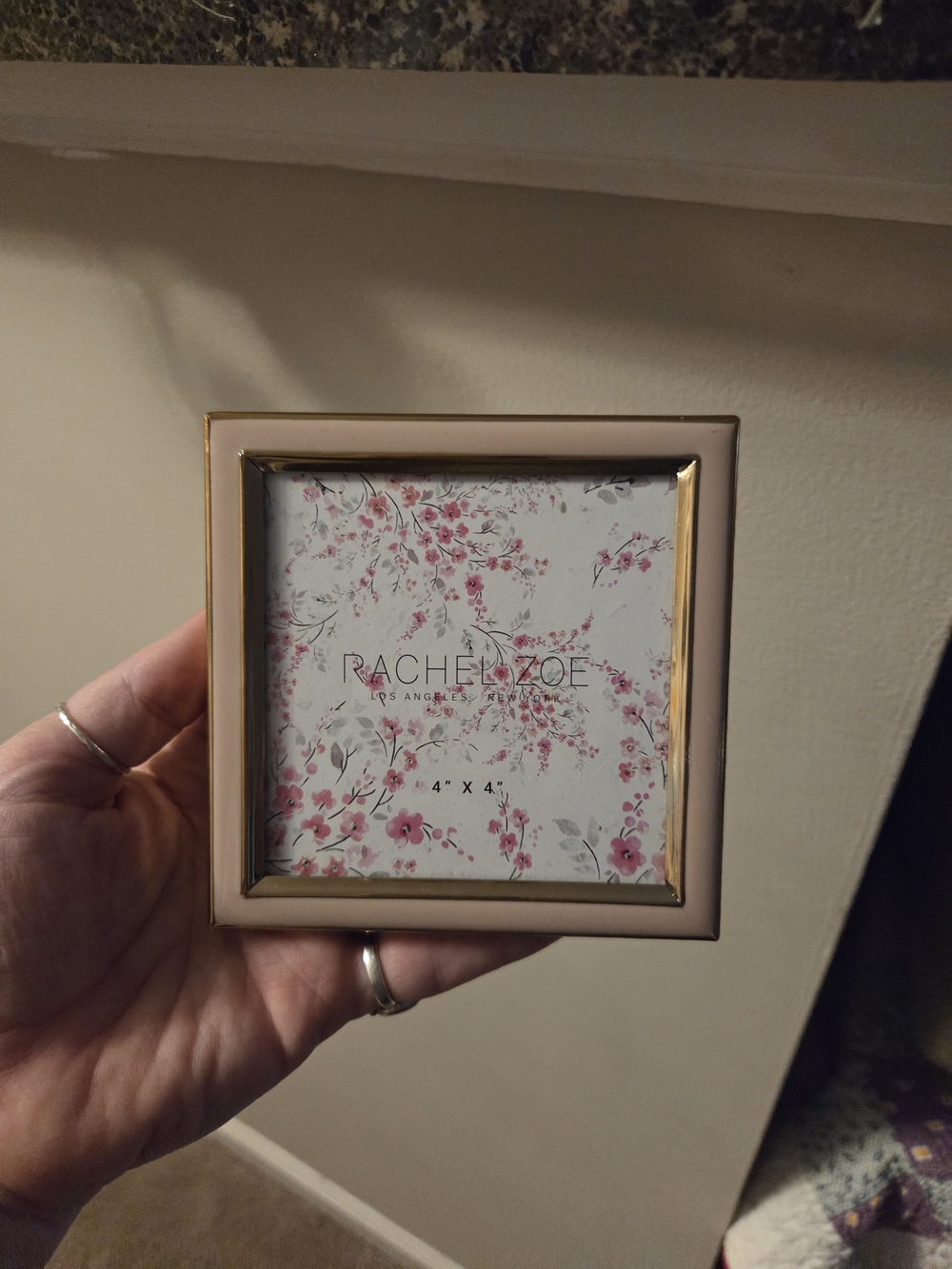 Rachel Zoe Pink and Gold Square Picture Frame 4x4 Nwot Velvet Back